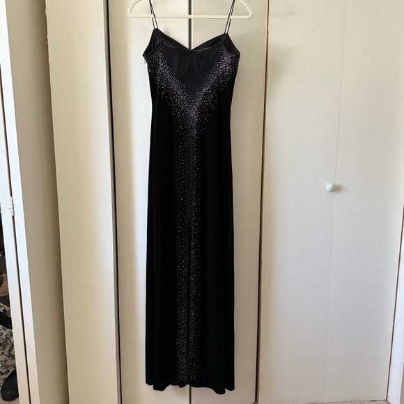 Vintage Dave & Johnny Laura Ryner Black Velvet Maxi Dress w Embellishments Y2K - Picture 3 of 8